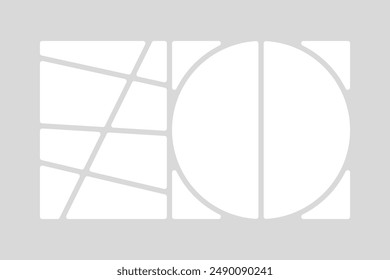 Template collage of ten frames, photos, pictures, illustrations, images. Vector frame for picture, presentation. Simple collage with 10 parts for photo album. Modern minimalist mockup for photo