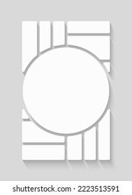 Template collage of thirteen frames, photos, pictures, illustrations, images. Vector frame for picture, presentation. Simple collage with 13 parts for photo album. Modern minimalist mockup for photo