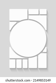 Template collage of twelve frames, photos, pictures, illustrations, images. Vector frame for picture, presentation. Simple collage with 12 parts for photo album. Modern minimalist mockup for photo