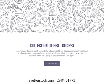Template for a collection of the best recipes. Vector illustration on a white background.