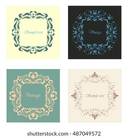 Template collection invitation  card for the wedding or announcement, save the date card. Template ornament flyer. Vintage style.