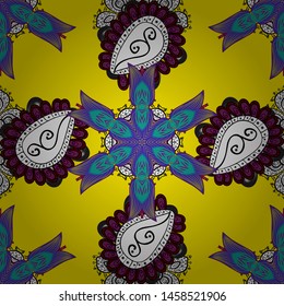 Template Colored flower vector circle of zentangle hand drawn on white, yellow and blue colors.