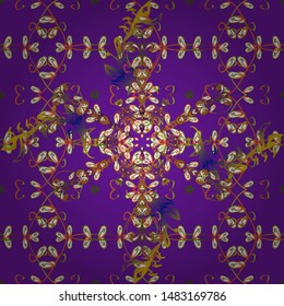 Template Colored mandala vector circle of zentangle hand drawn on orange, purple and white colors.