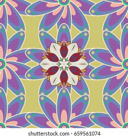 Template Colored mandala vector circle of zentangle hand drawn on colorful background.