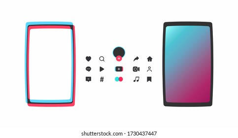 Template for colored mobile app for watching video content with icons for it. Vector illustration