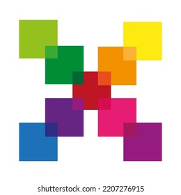 template with colored squares. Gradient color. Digital space. Vector illustration. Stock image.