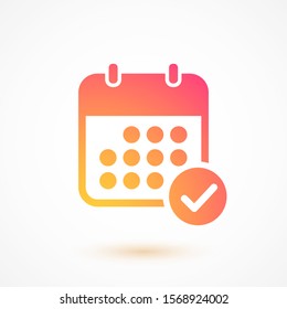Template colorful calendar and check mark icon. Social media Instagram concept. Vector illustration. EPS 10