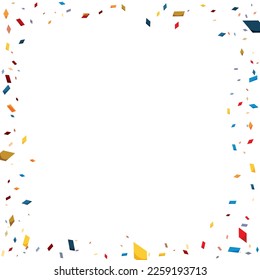 Template with colorful square papers like confetti shower for party and festive designs.
