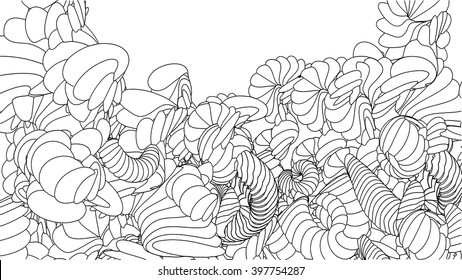 Template for coloring consisting of geometric shapes arranged randomly