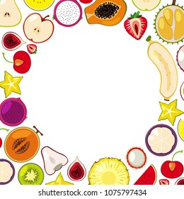 A Template of Colourful Tropical Fruits illustration