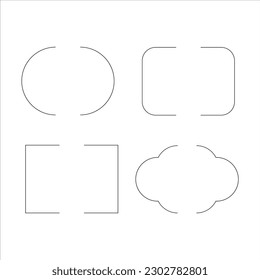 Template comic half shape thin line. half circle. half rectangle. decoration shapes. text box. decorative frame empty space. minimal frame bubbles