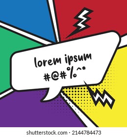 template comic speech bubbles halftone dot vector background in pop art style. Dialog empty cloud, space for text. Creative comics book conversation chat