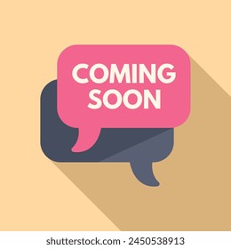 Template coming soon icon flat vector. Advert brand. Modern time seal