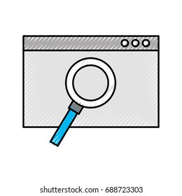 template computer with magnifying glass