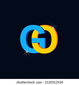 Logo del concepto de plantilla GO . Diseño creativo de símbolos para la empresa. Elemento de icono de volumen 3d realista de plantilla.
