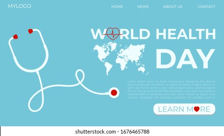  Template concept for web page on the theme of World Health Day