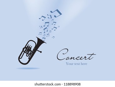 Template for the concert poster with trumpet