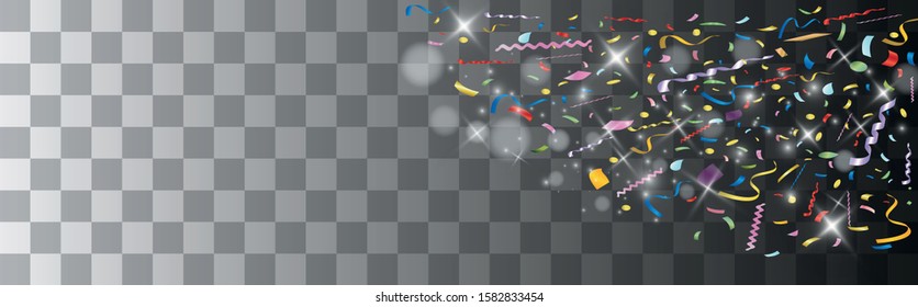 Template. Confetti shot in shining glitters, isolated on gradient background