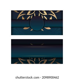 Template Congratulatory Brochure with a gradient of blue color with a gold mandala ornament for your congratulations.