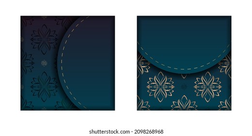 Template Congratulatory Flyer with gradient blue color with abstract gold pattern for your design.