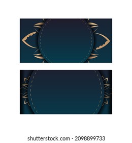 Template Congratulatory Flyer with a gradient of blue color with a gold mandala pattern for your brand.