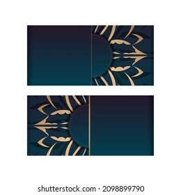 Template Congratulatory Flyer with gradient blue color with vintage gold ornaments for your brand.