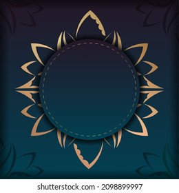 Template Congratulatory Flyer with gradient blue color with vintage gold pattern for your congratulations.