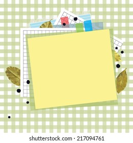 Template for a cookbook. Cool page for the cookbook. Beautiful design for the cover of a cookbook. Design for the title of the cookbook-style scrapbook.  Interesting menu design.
