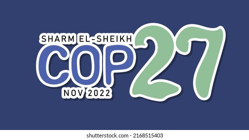 Muster für die COP 27 2022 in Sharm El-Sheikh im November 2022. Internationaler Klimagipfel-Banner. Erderwärmung. Vektorgrafik