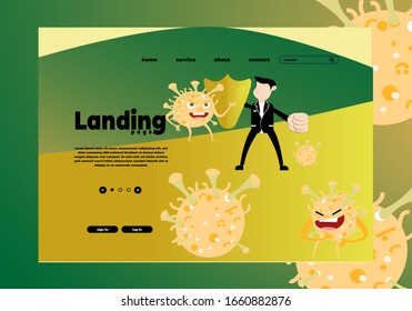 Vorlage für die Website von Coronavirus. Vektorillustration Illustration . Design für Banner, Landingpage, Webseite, Blog-Post, Drucke, Flyer, Hintergrund