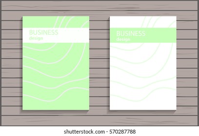 Template for corporate identity or web design, green and white, green fresh pattern with abstract wavy lines modern design