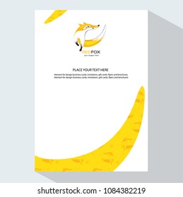 Template corporate style. Mock-up. Company logo design  with red fox logo element. Letterhead, business cards branding collection.