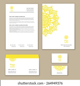 Template corporate style with a round ornament. Mock-up.  Company logo design.