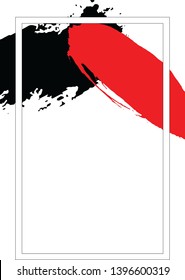 Template for cover. Background for text with frame and spots of red and black paint