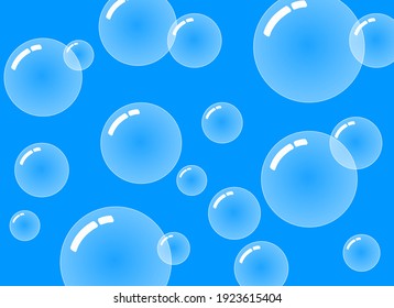 Template For Cover, Banner, Leaflet. Soap Bubbles, Dark Blue Background. Cartoon Style