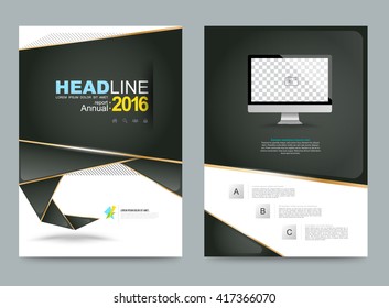 Template Cover black origami modern style. Vector illustration. Can use for business data report, presentation, web page, brochure, leaflet, flyer, poster and advertising.