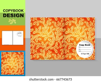 Template cover of a copybook with an trendy design: plant pattern. Vector illustration. 