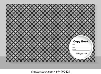 Template cover of a copybook with an trendy design: black and white rhombus pattern. Vector illustration.