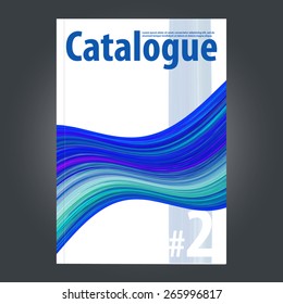 Template of cover design for catalog, booklet or folder with blue and green textured wavy line. Creative vector layout