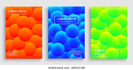 Template for cover design with geometric halftone gradients. Fluid shapes with hipster colors