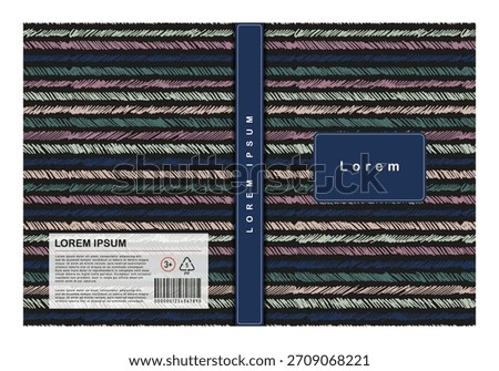 Template cover of notebook or book. Abstract striped pattern different colors. Design layout with place for text.