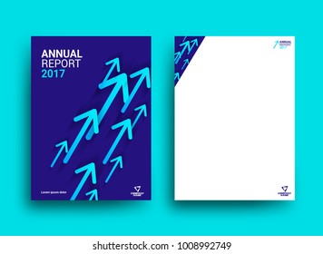 Template cover and page design. Illustration of arrows moving up. Positive concept Suitable for annual report, statistics of your business, data presentation. Modern design. Vector