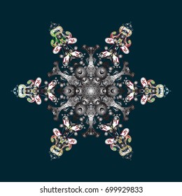 Template for cover, poster, t-shirt or tattoo. Winter coloring pages for adult art therapy. Hand drawn antistress snowflake. Vector illustration.