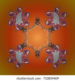 Template for cover, poster, t-shirt or tattoo. Hand drawn antistress snowflake. Vector illustration. Winter coloring pages for adult art therapy.