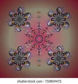 Template for cover, poster, t-shirt or tattoo. Vector illustration. Winter coloring pages for adult art therapy. Hand drawn antistress snowflake.