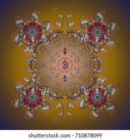 Template for cover, poster, t-shirt or tattoo. Hand drawn antistress snowflake. Vector illustration. Winter coloring pages for adult art therapy.