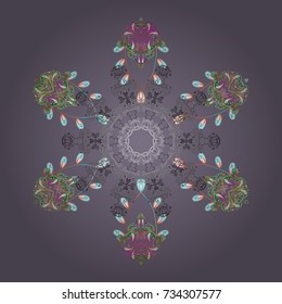 Template for cover, poster, t-shirt or tattoo. Vector illustration. Winter coloring pages for adult art therapy. Hand drawn antistress snowflake.