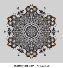 Template for cover, poster, t-shirt or tattoo. Winter coloring pages for adult art therapy. Hand drawn antistress snowflake. Vector illustration.