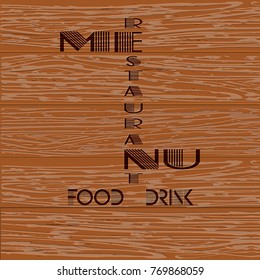 Template of the cover of the restaurant menu on a wooden background.