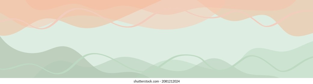 Template for the cover in turquoise and salmon shades, space for text. Light background with handmade wavy pattern in green and pink colors.